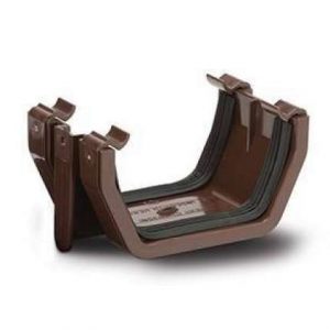 Plastic Guttering Square Style Union Bracket - Brown