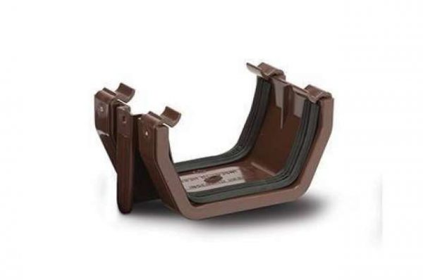 Plastic Guttering Square Style Union Bracket - Brown