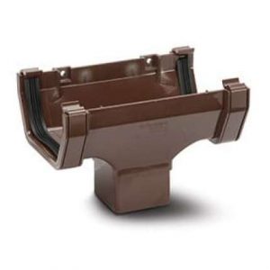 Plastic Guttering Square Style Running Outlet - Brown