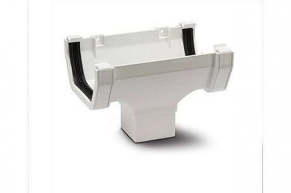 Plastic Guttering Square Style Running Outlet - White