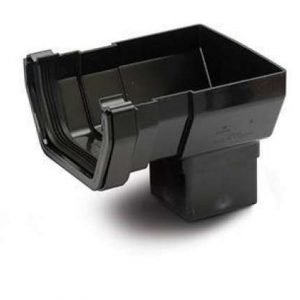 Plastic Guttering Square Style Stopend Outlet - Black
