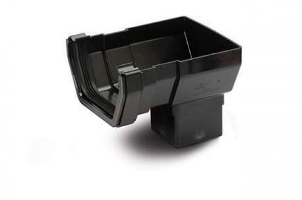 Plastic Guttering Square Style Stopend Outlet - Black