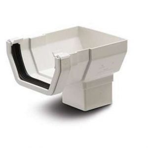 Plastic Guttering Square Style Stopend Outlet - White