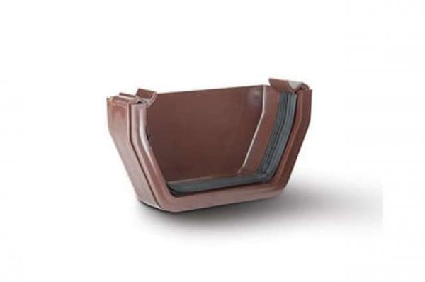 Plastic Square Style Guttering External Stopend - Brown