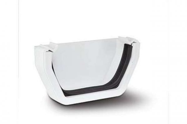 Plastic Square Style Guttering External Stopend - White