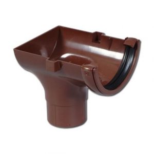 half round gutter brown stop end outlet